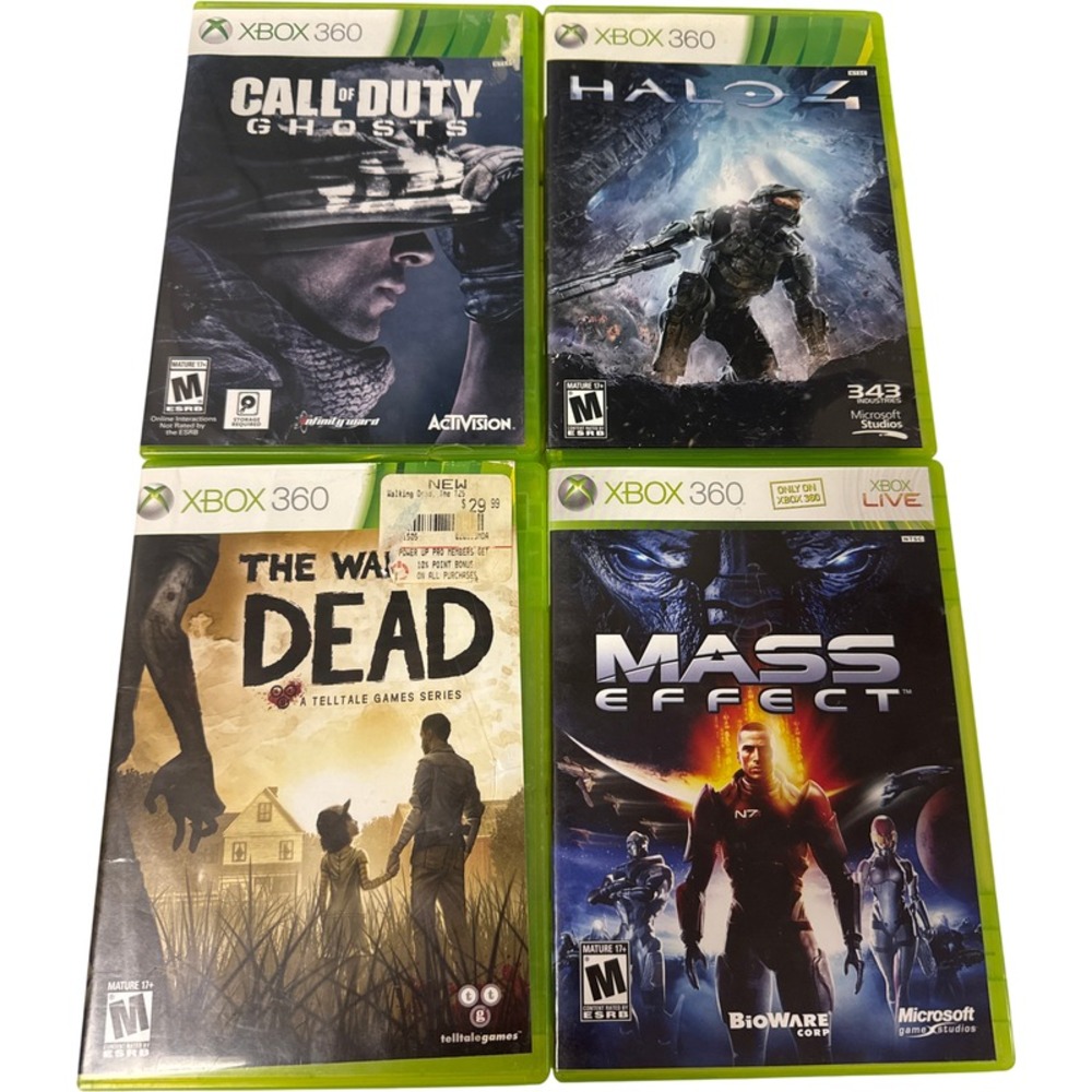 Xbox 360 Game Bundle Lot of 4 Call of Duty Ghosts Halo 4 The‎ Walking Dead Mass